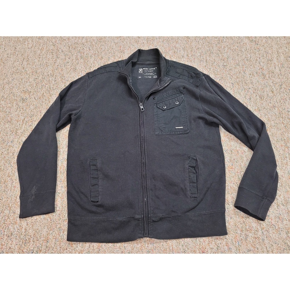 Marc Ecko Cut & Sew Jacket Mens XL Black Full Zip Utility Cargo Pocket